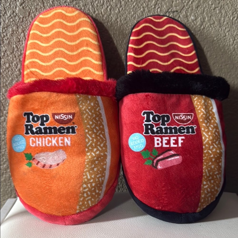 Nissin Top Ramen Slippers in Orange and Red